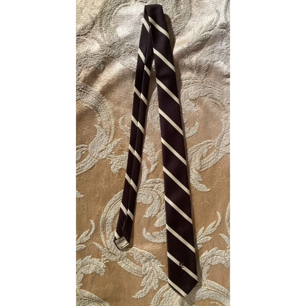 Vintage 70s Necktie 1970s Pierre Cardin Brown Stripe Retro Classic Short Tie